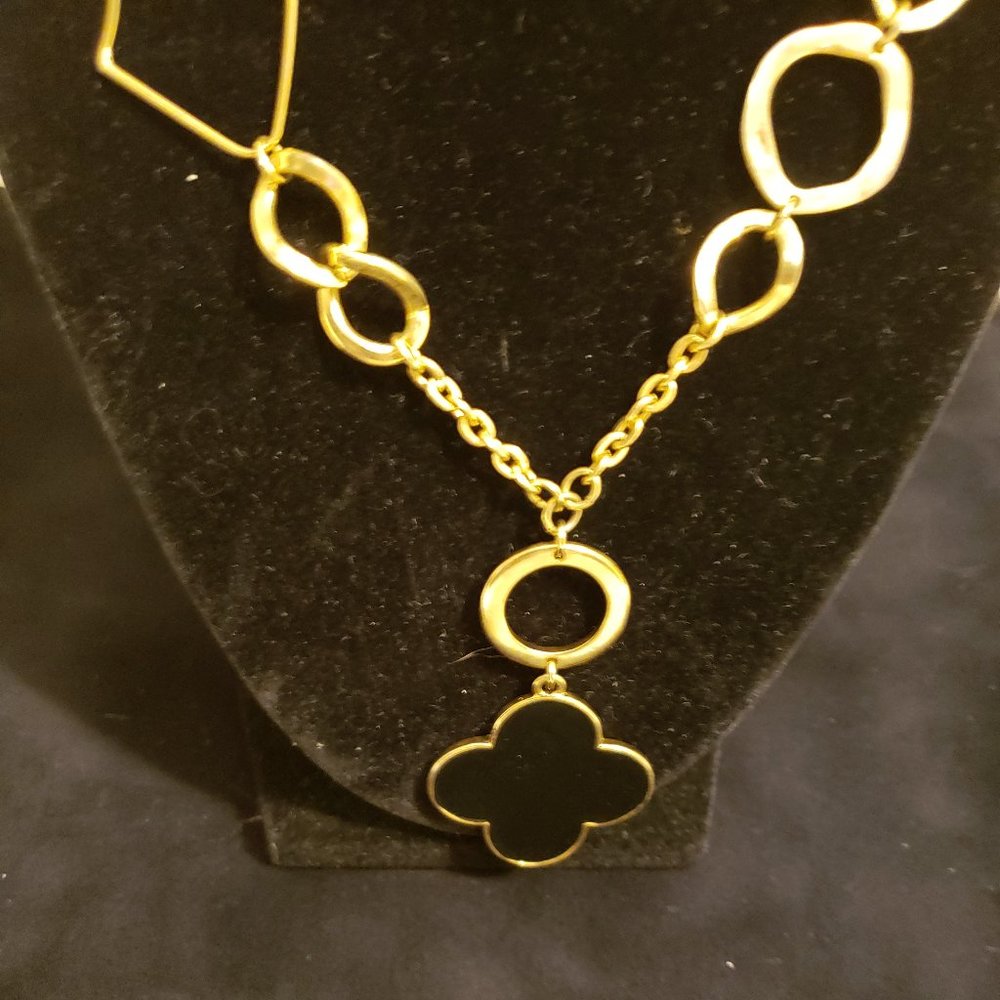 Gold and Black Pendant Necklace